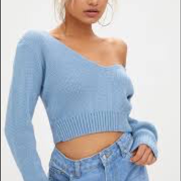PrettyLittleThing Sweaters - NWT baby blue cropped sweater